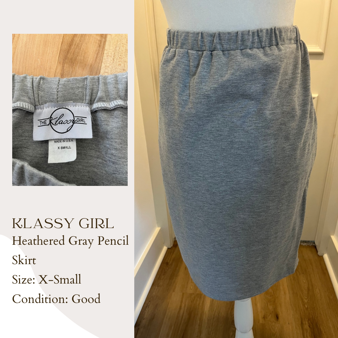 Klassy Girl Heathered Gray Pencil Skirt
