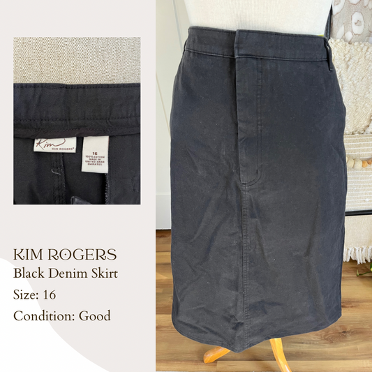 Kim Rogers Black Denim Skirt