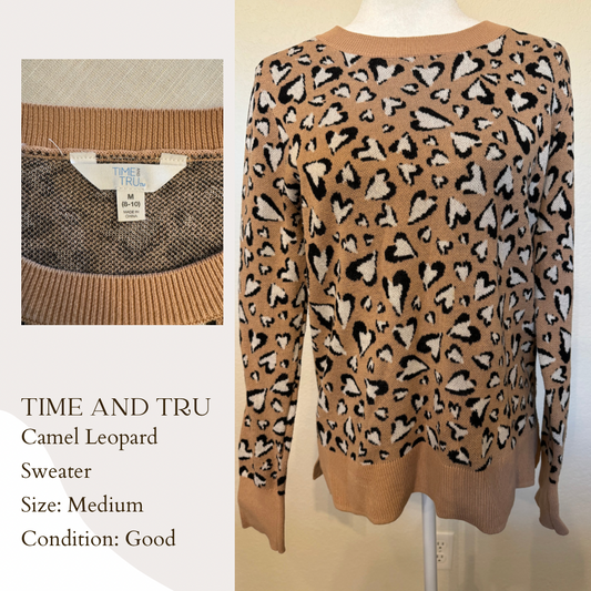 Time and Tru Camel Leopard Sweater