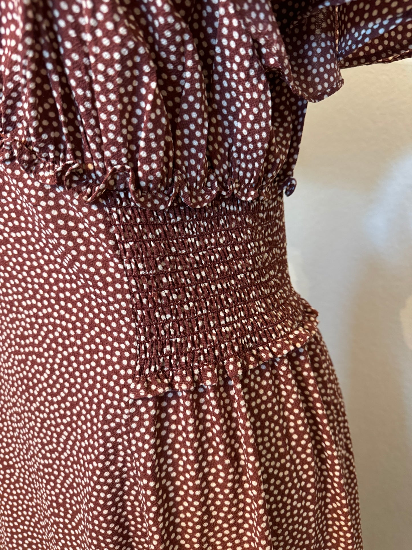 Max Studio Rust Polkadot Maxi Dress