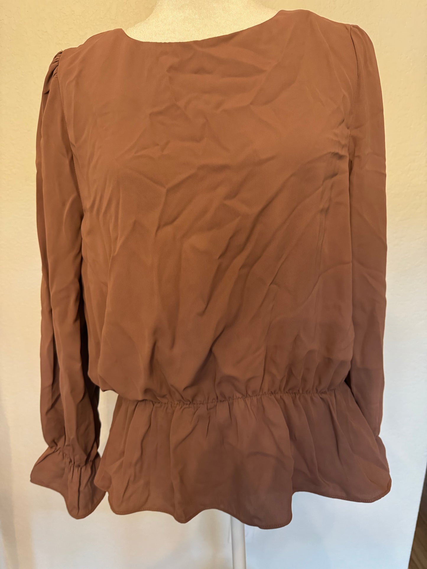 Zenana Brown Top With Elastic Waist