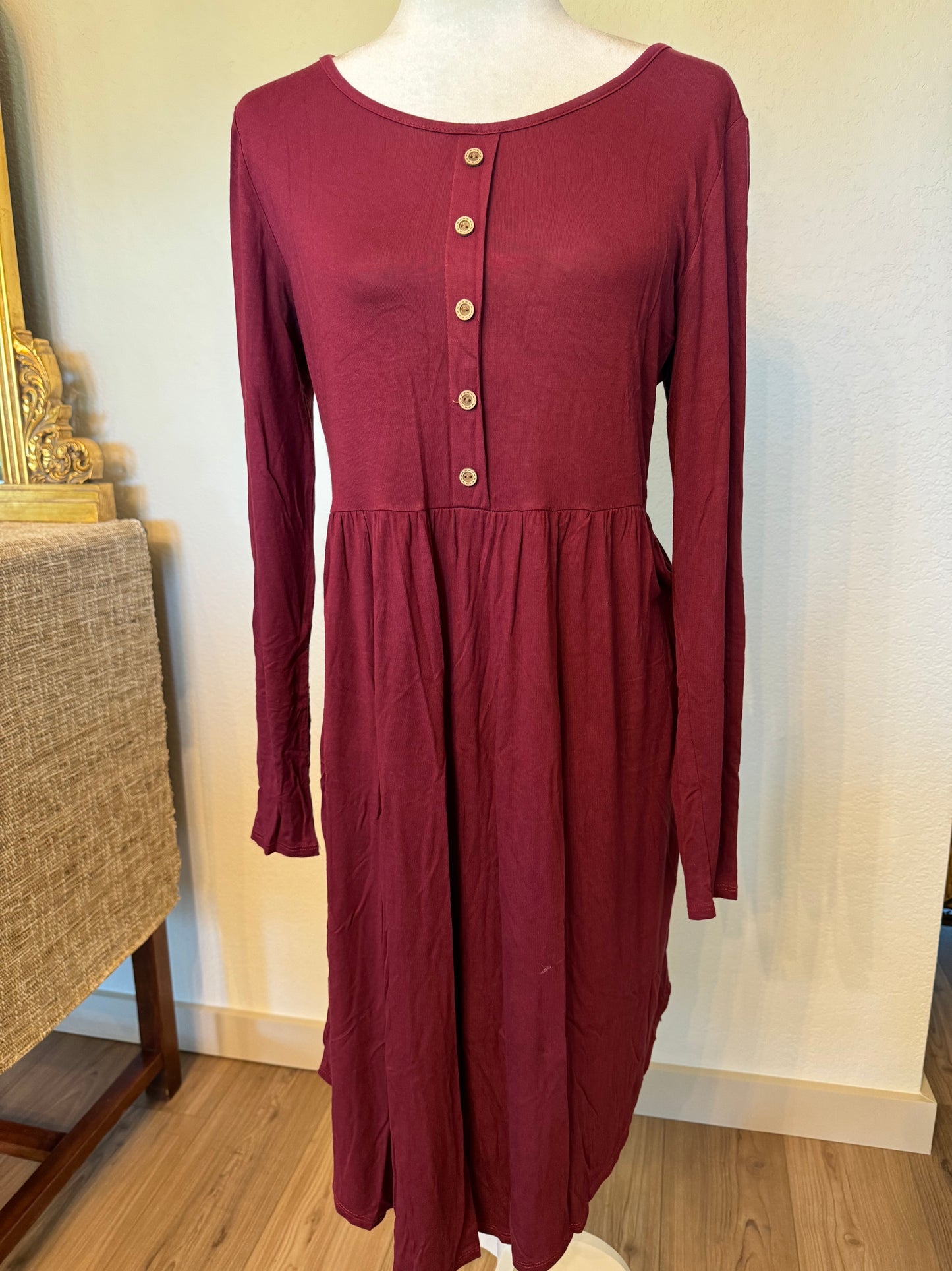 Bombom Burgundy Knit Midi Dress