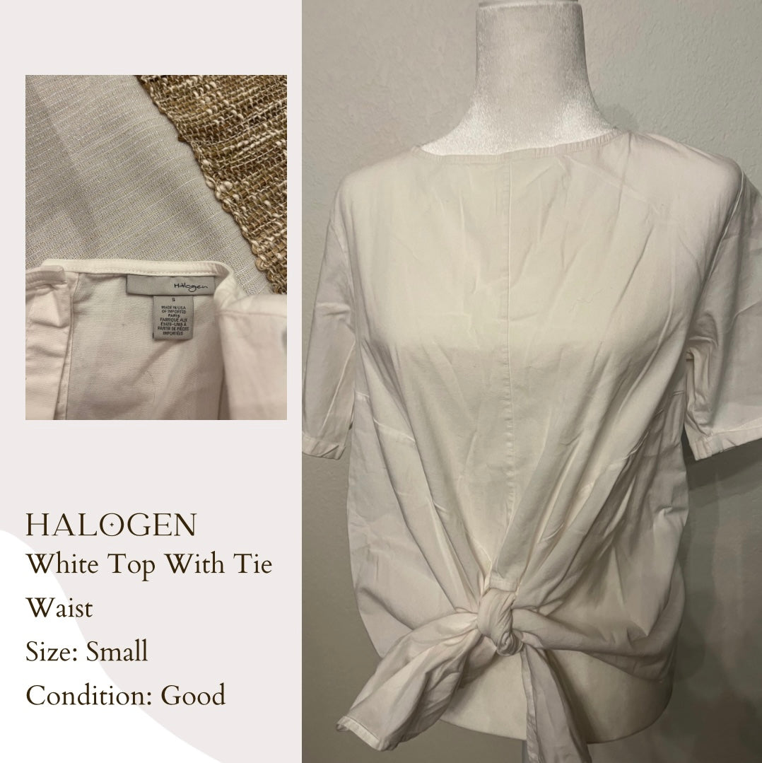 Halogen White Top With Tie Waist