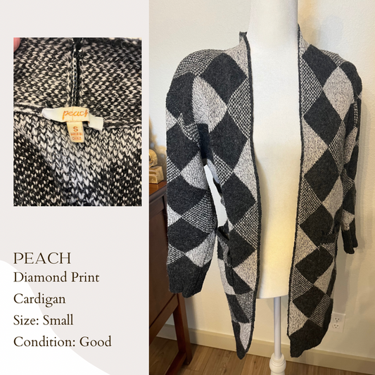 Peach Diamond Print Cardigan