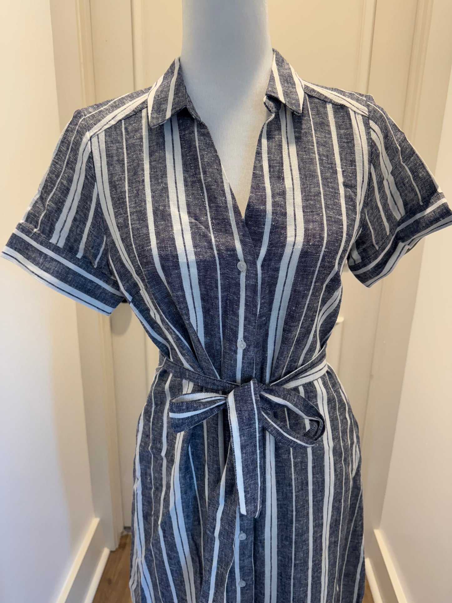 Banana Republic Blue and White Stripe Midi Dress