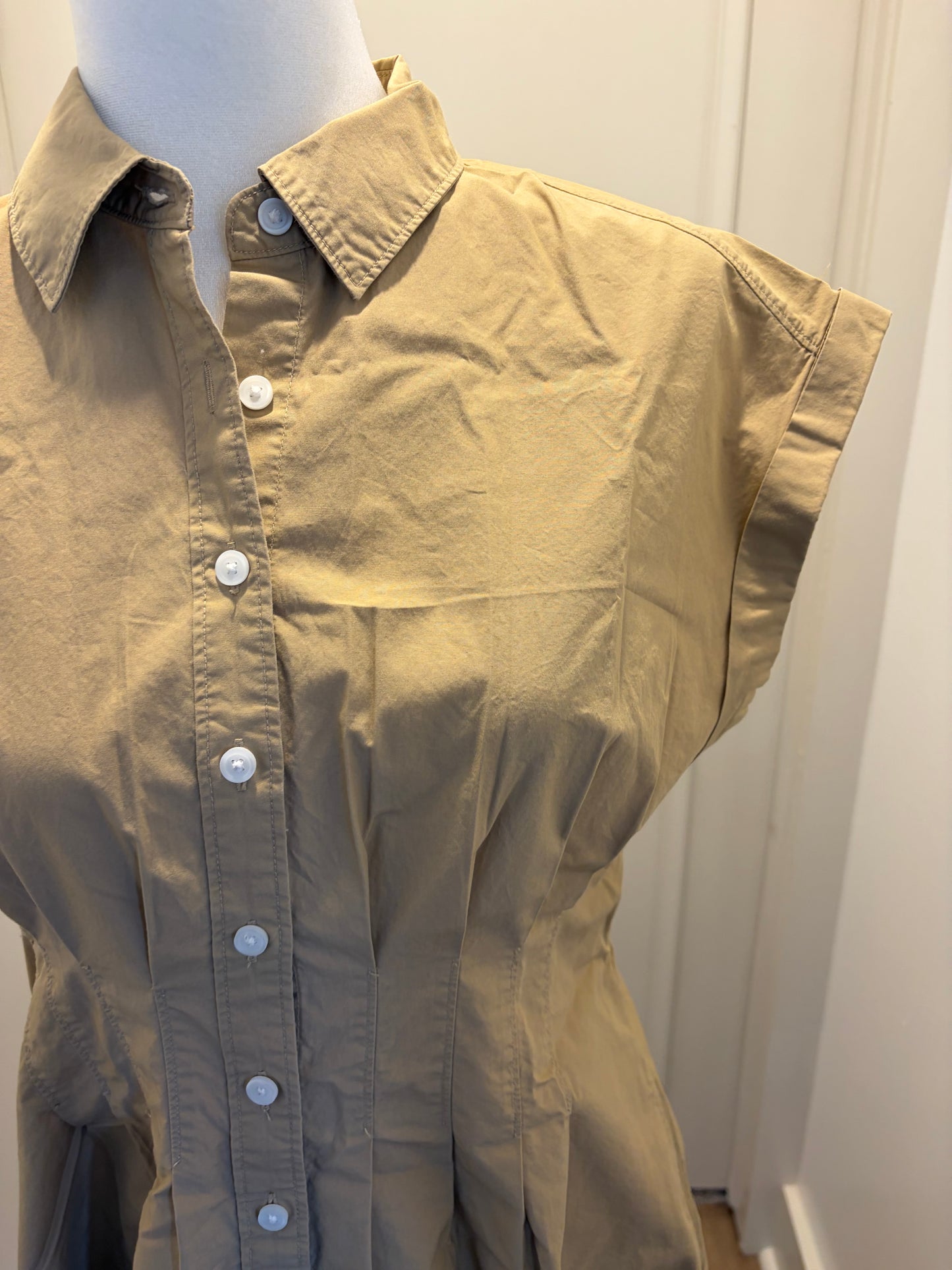 Gap Beige Button Front Midi Dress