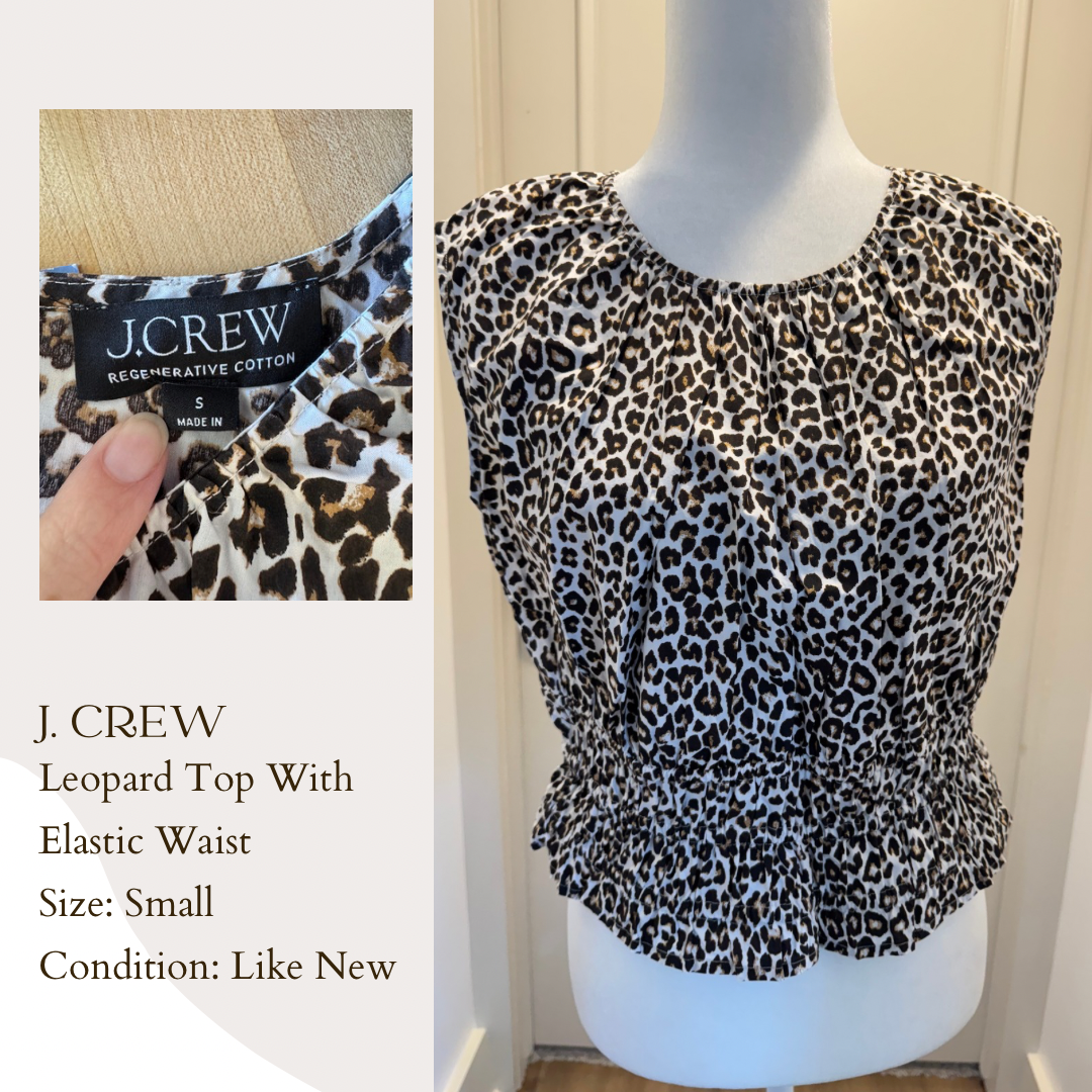 J. Crew Leopard Top With Elastic Waist