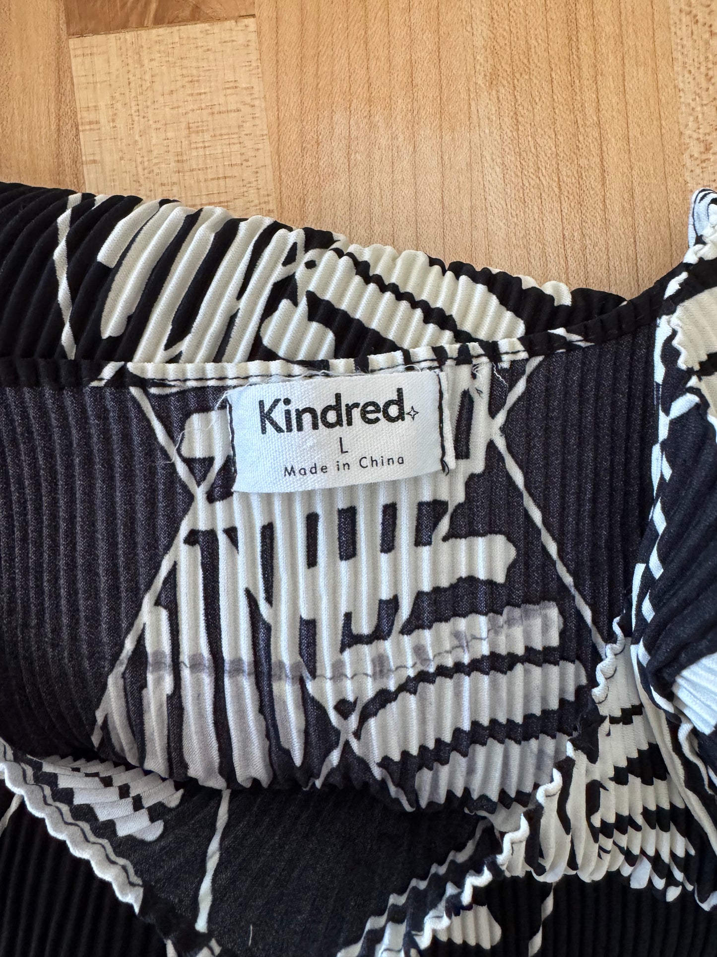 Kindred Black and White Pleated Midi Dress