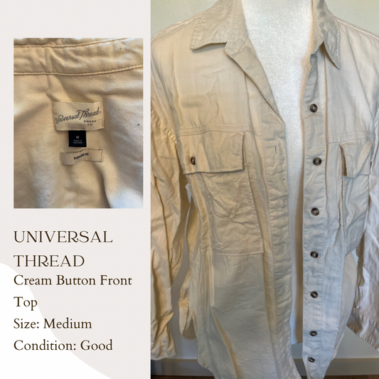 Universal Thread Cream Button Front Top