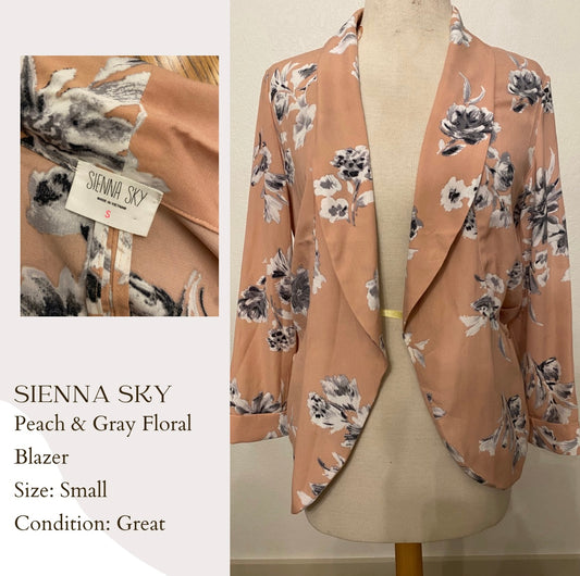 Sienna Sky Peach & Gray Floral Blazer