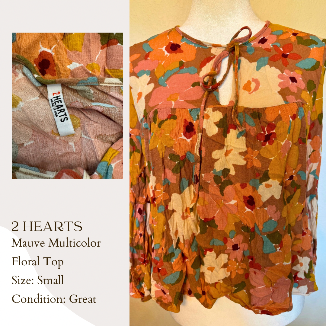 2 Hearts Mauve Multicolor Floral Top