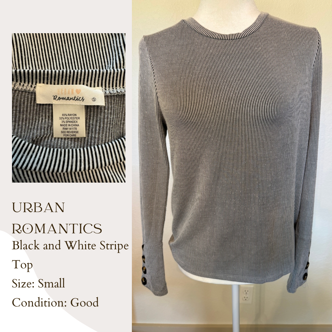 Urban Romantics Black and White Stripe Top