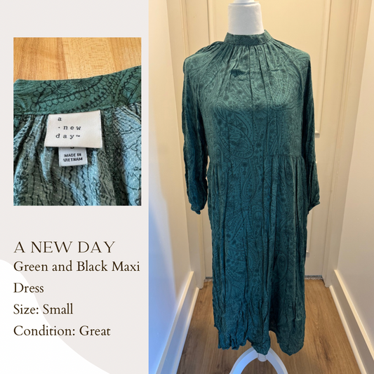 A New Day Green and Black Maxi Dress