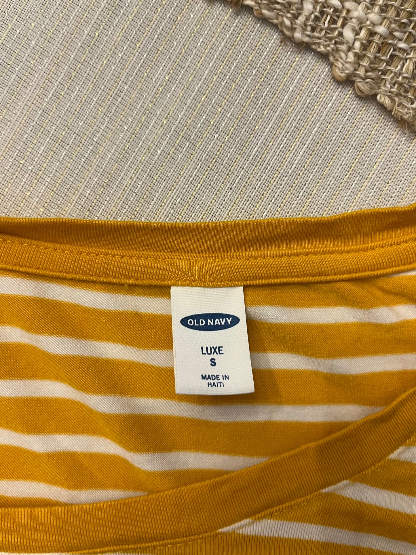 Old Navy Mustard and White Stripe Top