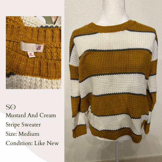 SO Mustard and Cream Stripe Sweater