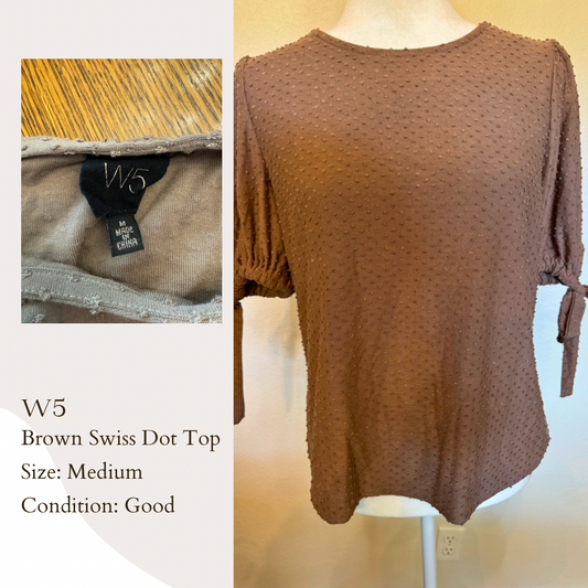 W5 Brown Swiss Dot Top