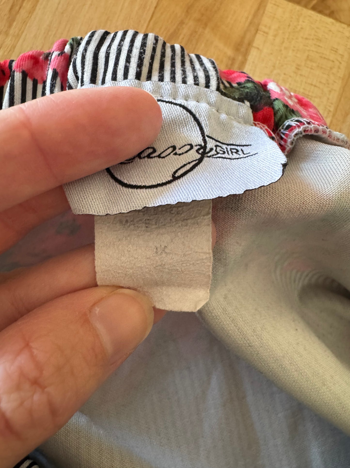 Klassy Girl Black and White Stripe Floral Pencil Skirt