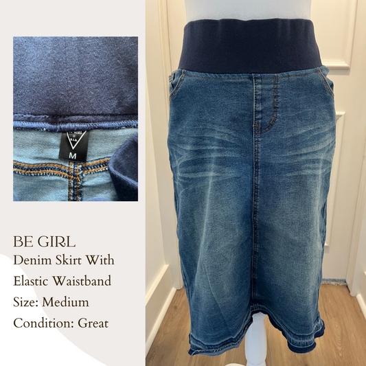 Be Girl Denim Skirt With Elastic Waistband