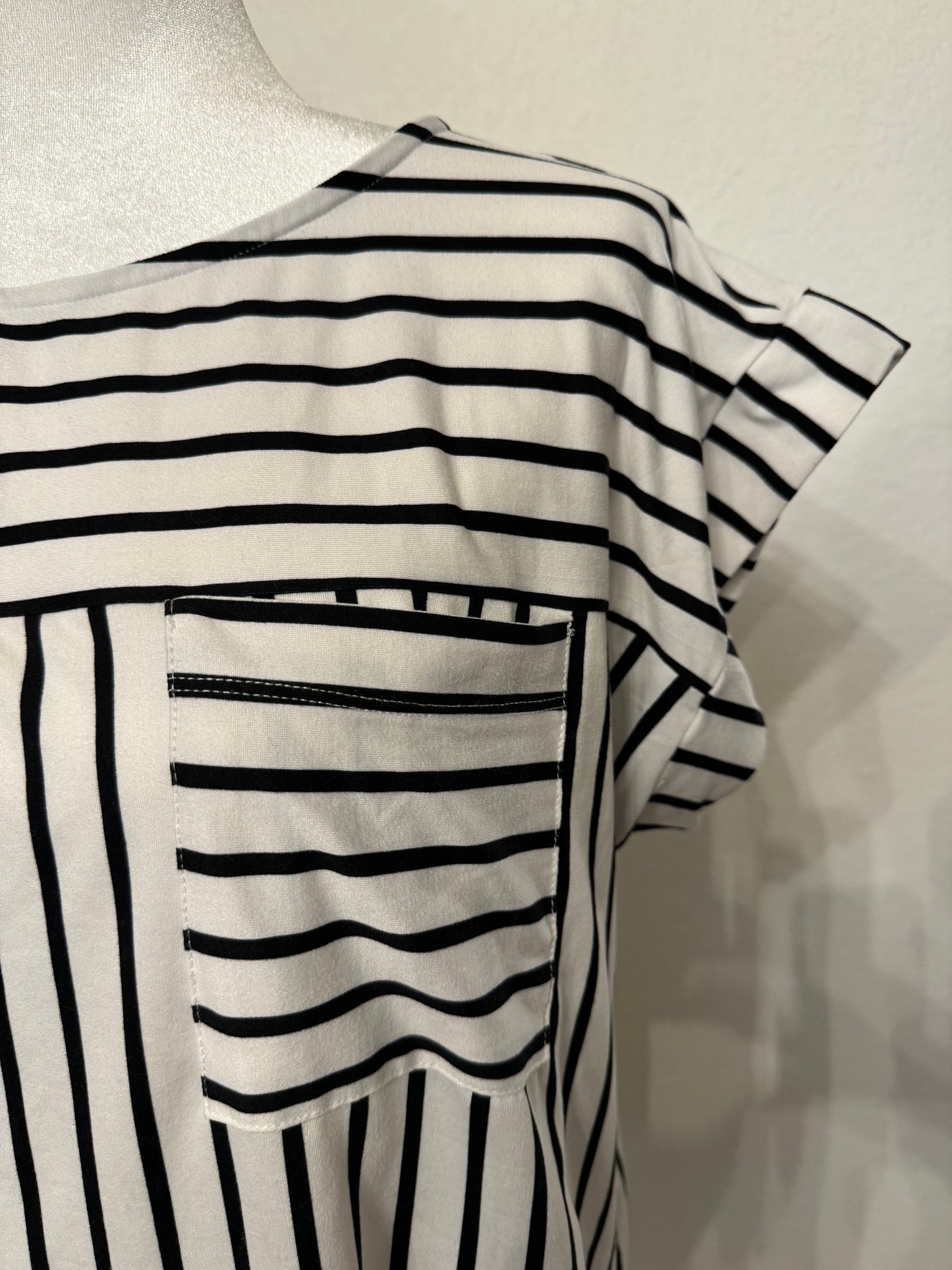 Faith and Joy Black and White Stripe Knit Tee