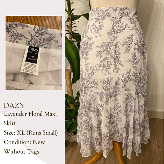 Dazy Lavender Floral Maxi Skirt
