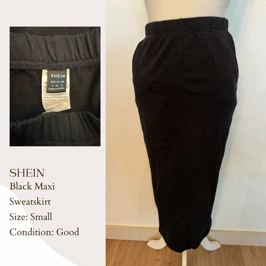 Shein Black Maxi Sweatskirt