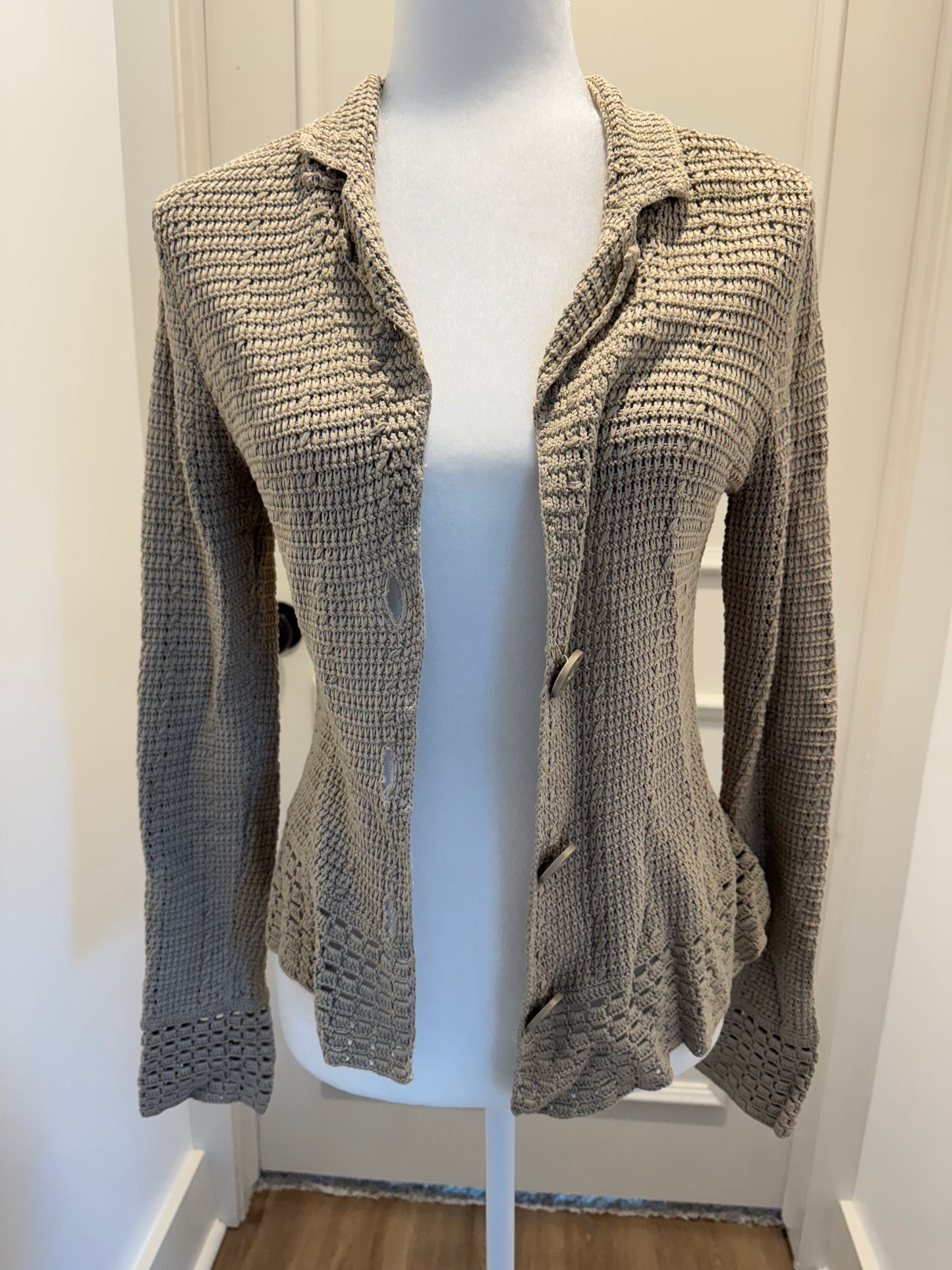 Talbots Beige Crochet Cardigan