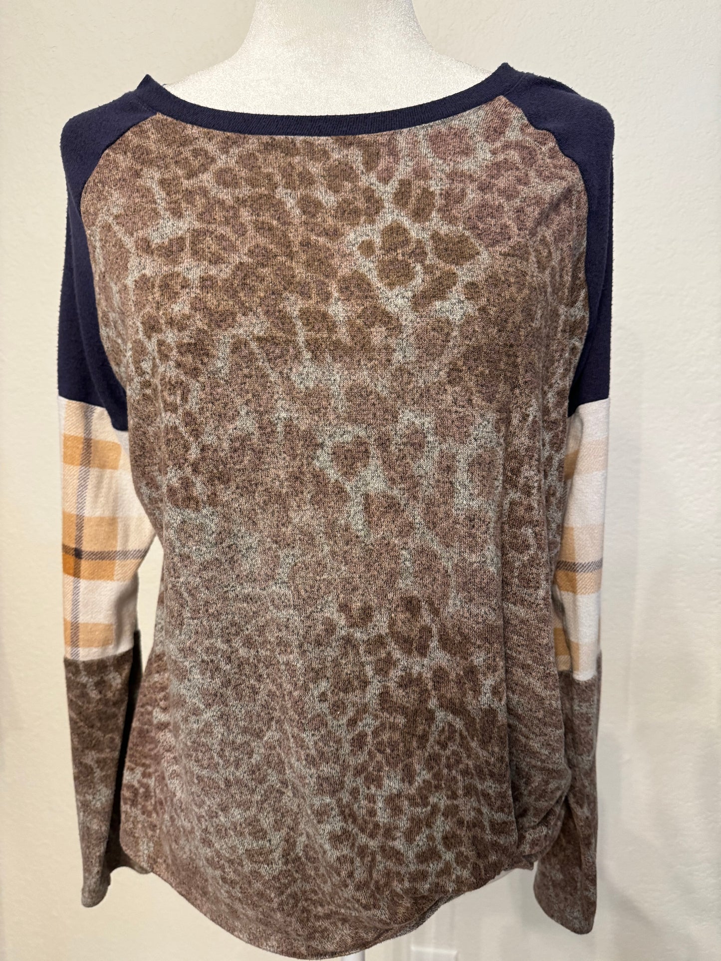 Maurices Leopard Top With Navy Accent