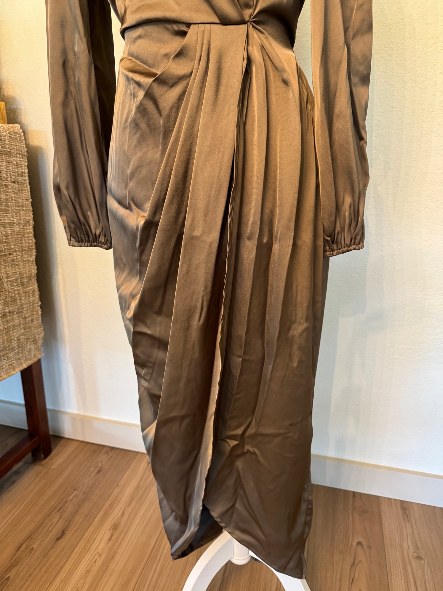 Shein Bronze Satin Maxi Dress