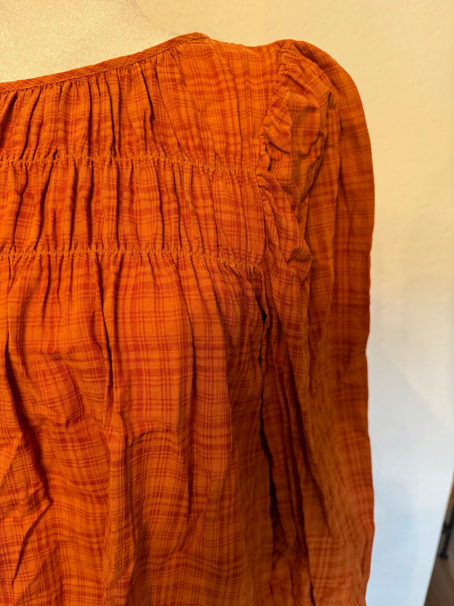 A.N.A. Burnt Orange Plaid Top