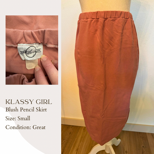 Klassy Girl Blush Pencil Skirt