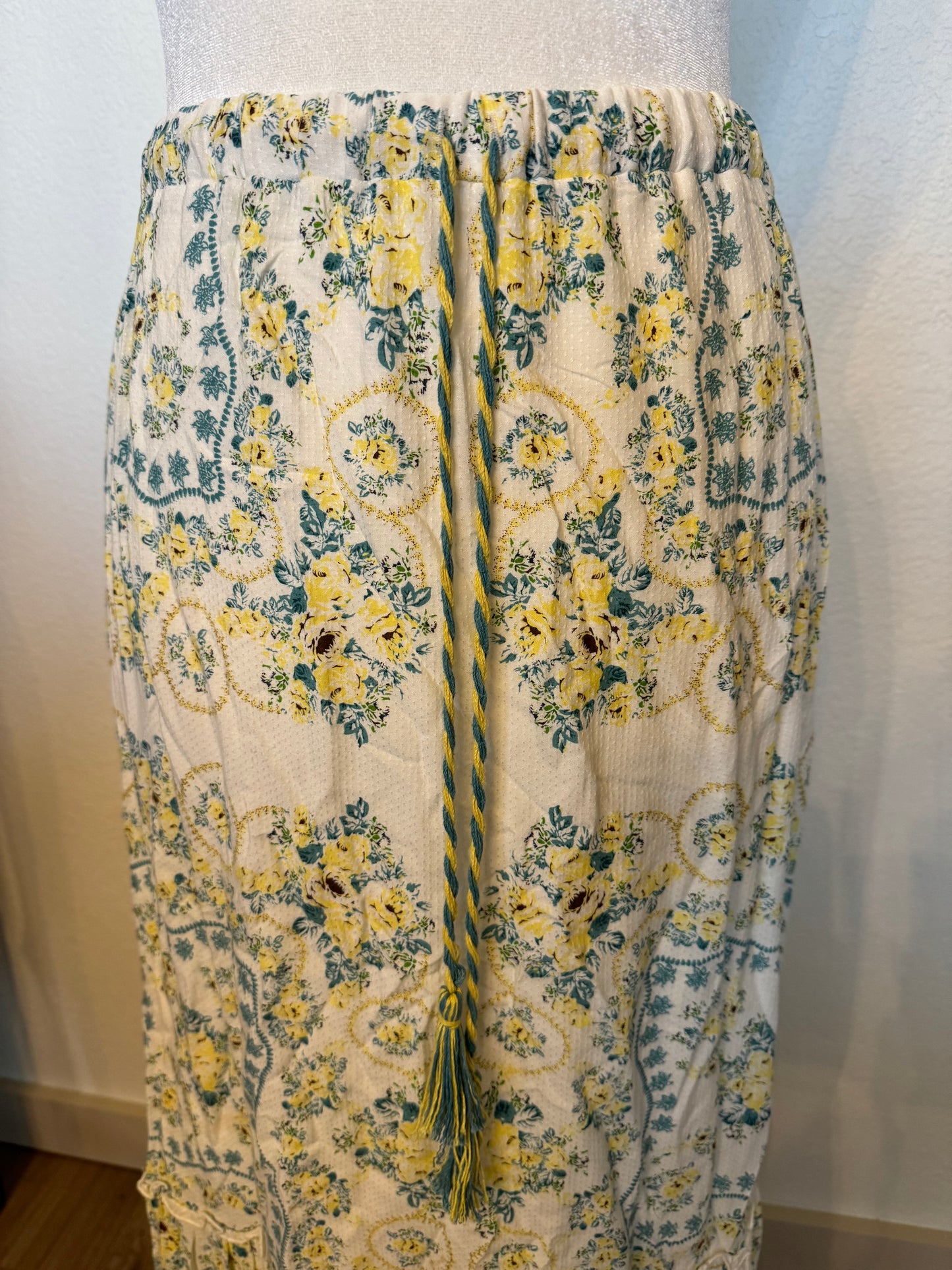 Chelsea & Violet Blue and Yellow Floral Maxi Skirt