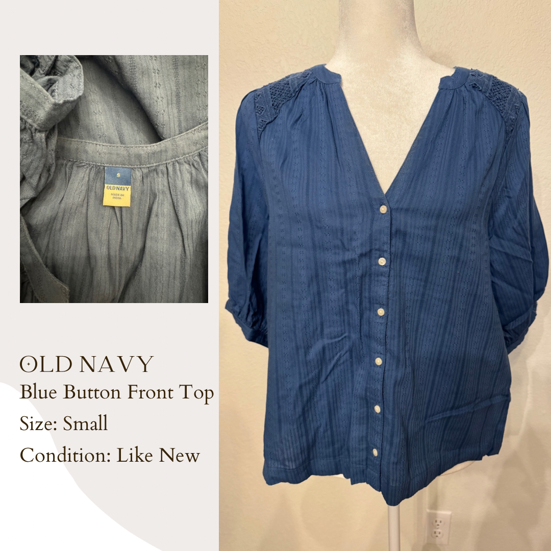 Old Navy Blue Button Front Top