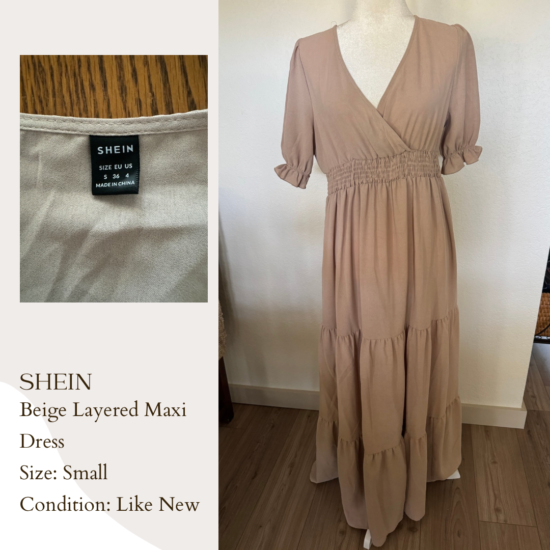 Shein Beige Layered Maxi Dress