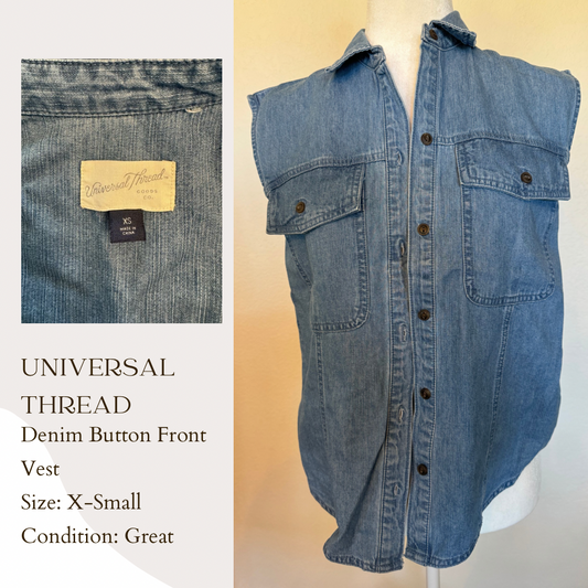 Universal Thread Denim Button Front Vest