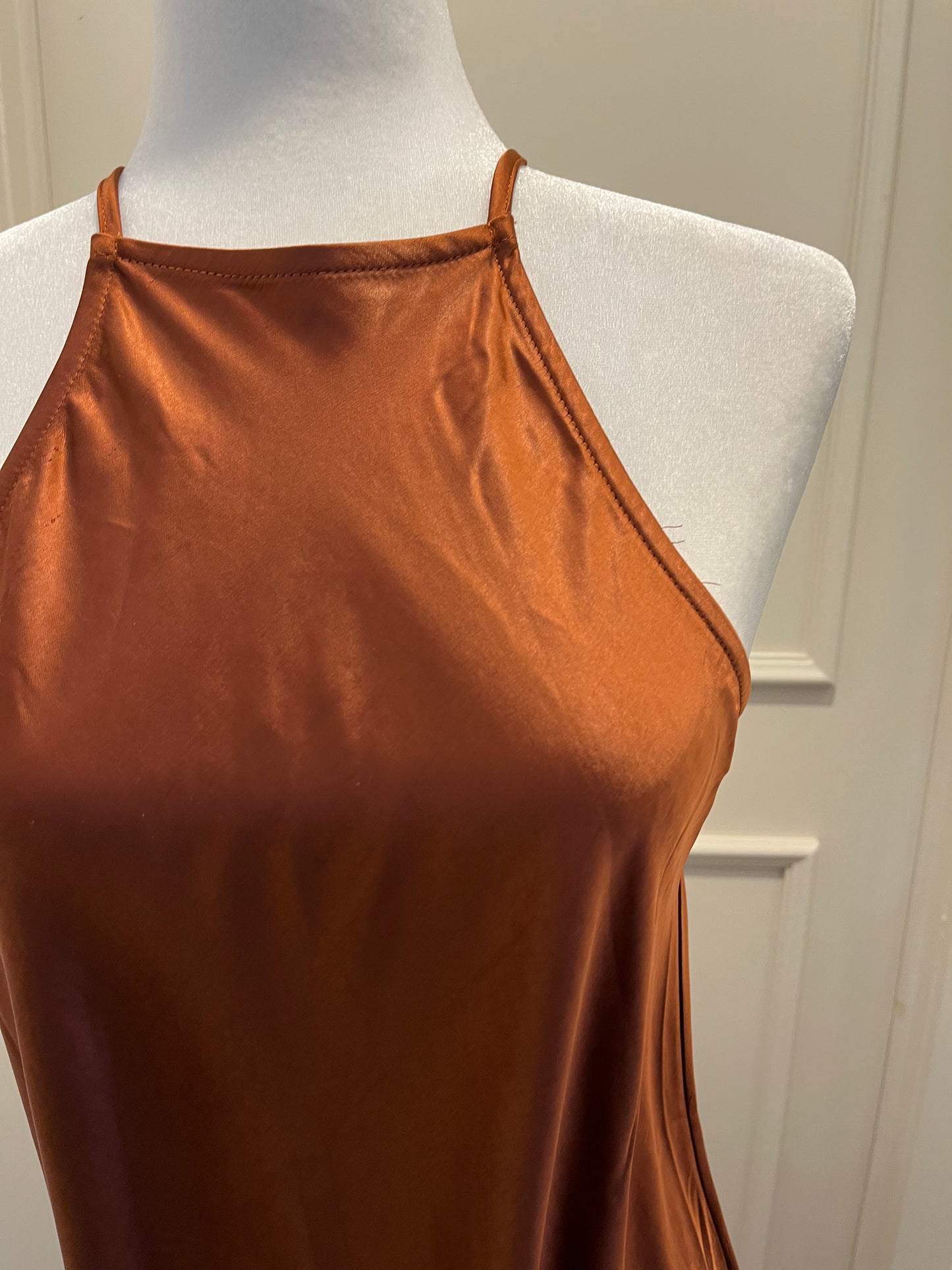 Bohme Rust Satin Slip Dress