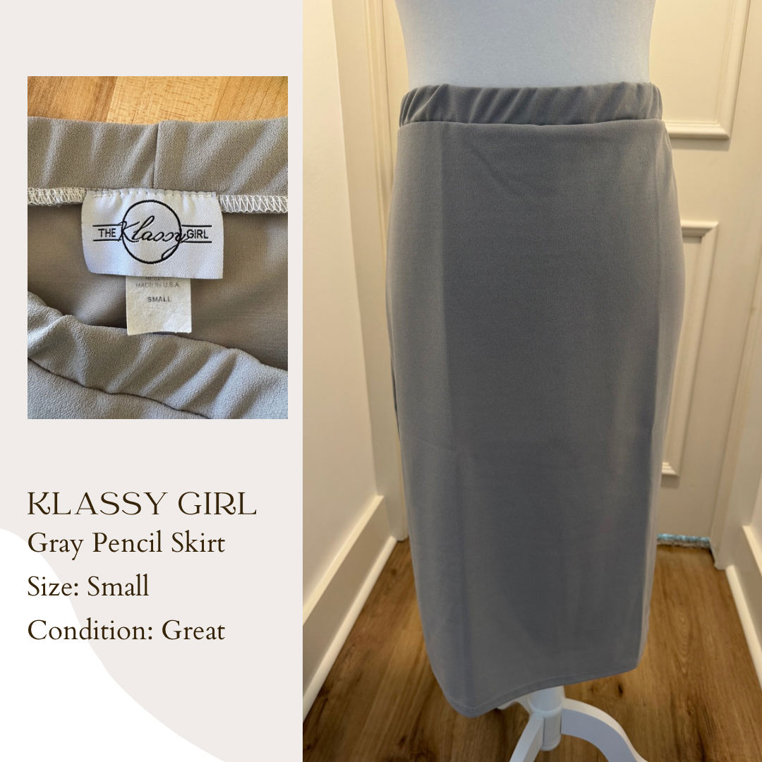 Klassy Girl Gray Pencil Skirt