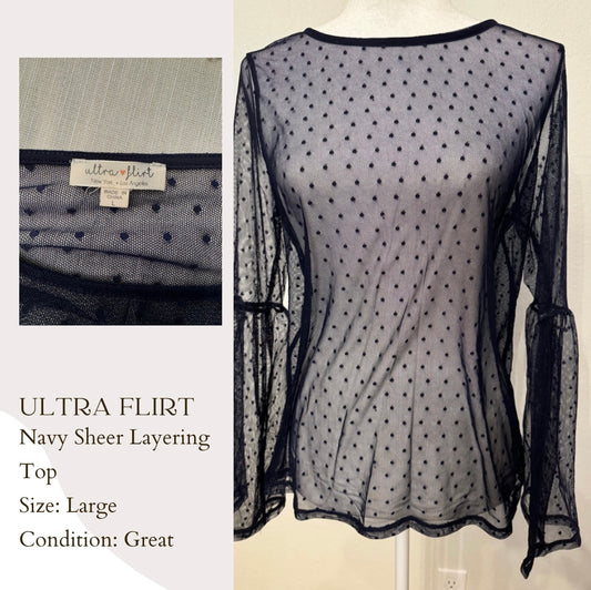 Ultra Flirt Navy Sheer Layering Top