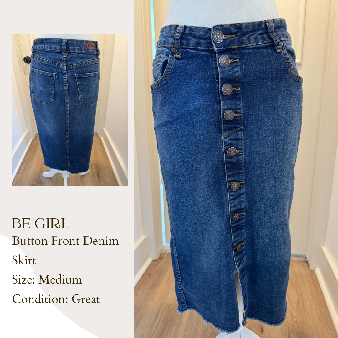 Be Girl Button Front Denim Skirt
