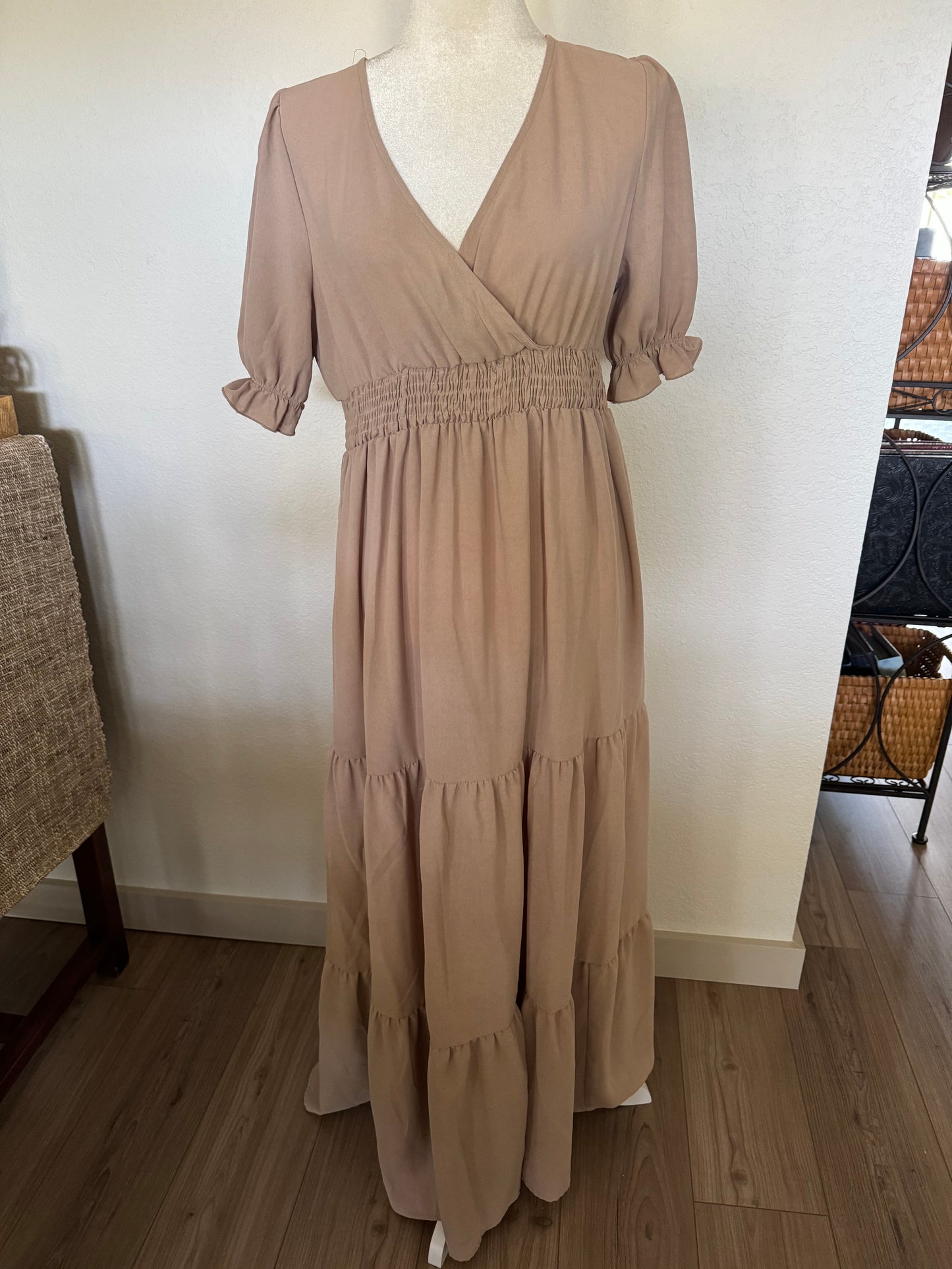 Shein Beige Layered Maxi Dress