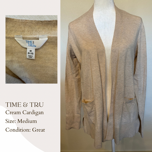 Time & Tru Cream Cardigan