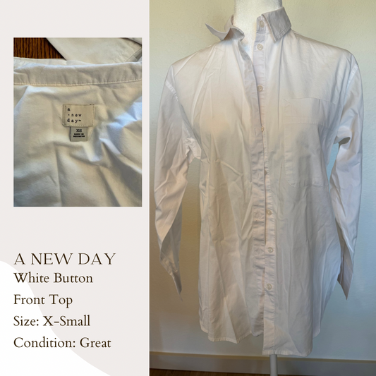 A New Day White Button Front Top