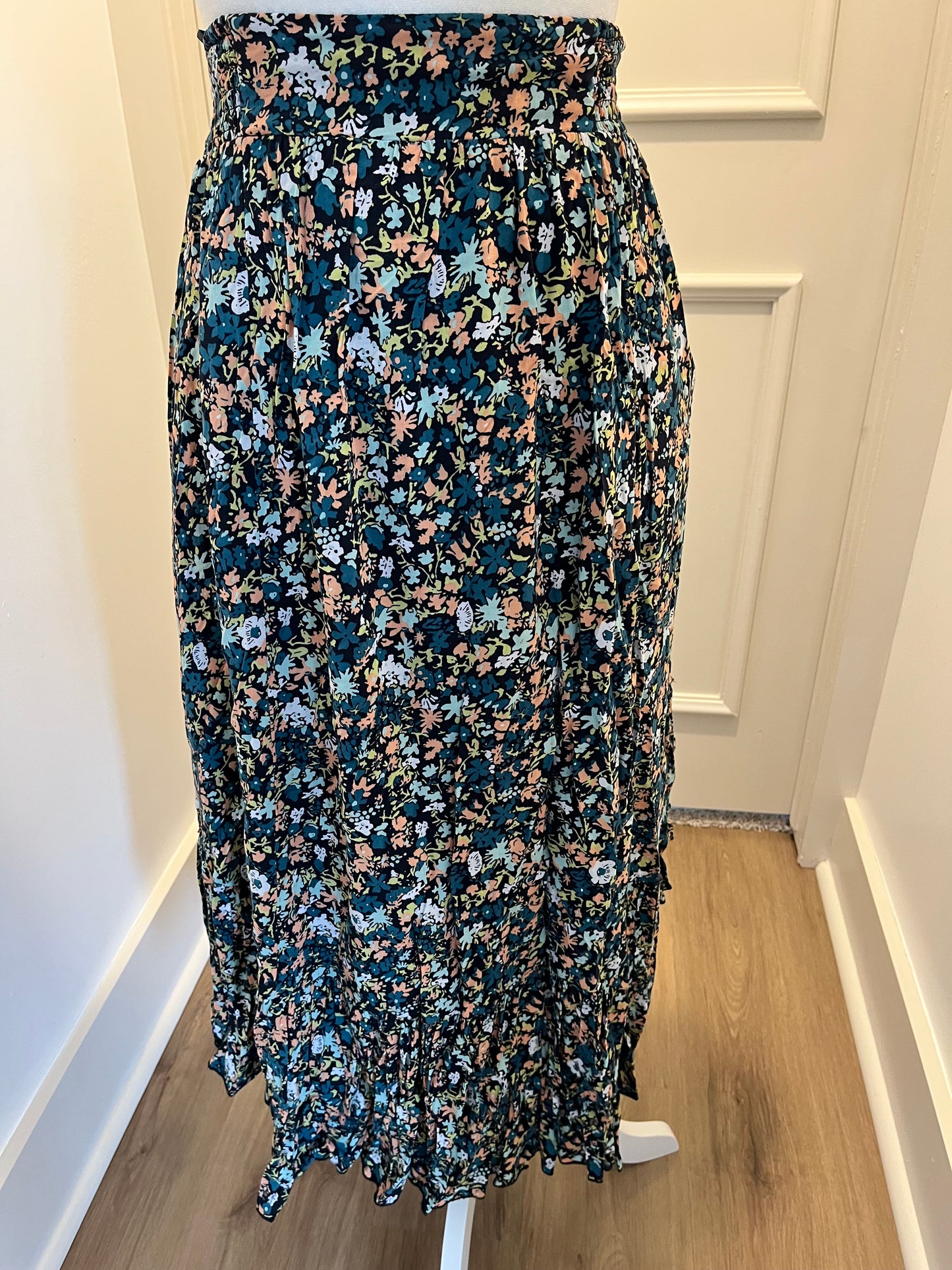 Free People Navy Floral Maxi Skirt