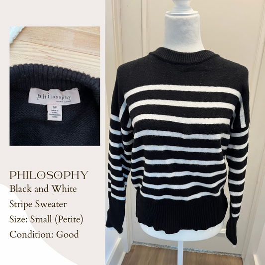 Philosophy Black and White Stripe Sweater