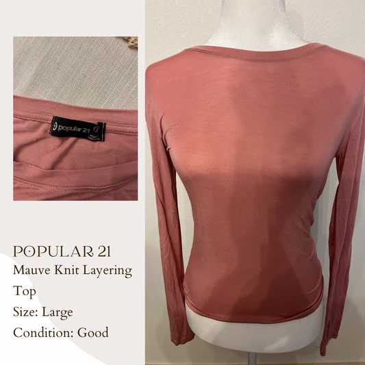 Popular 21 Mauve Knit Layering Top