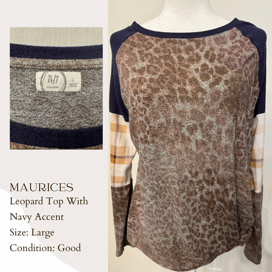 Maurices Leopard Top With Navy Accent