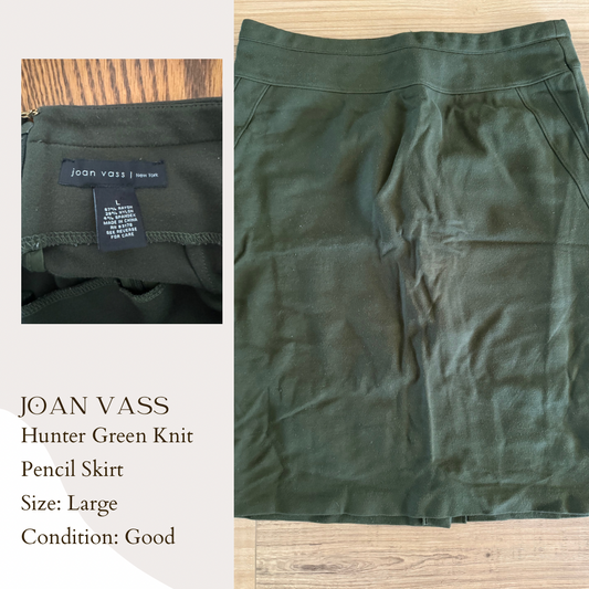Joan Vass Hunter Green Knit Pencil Skirt