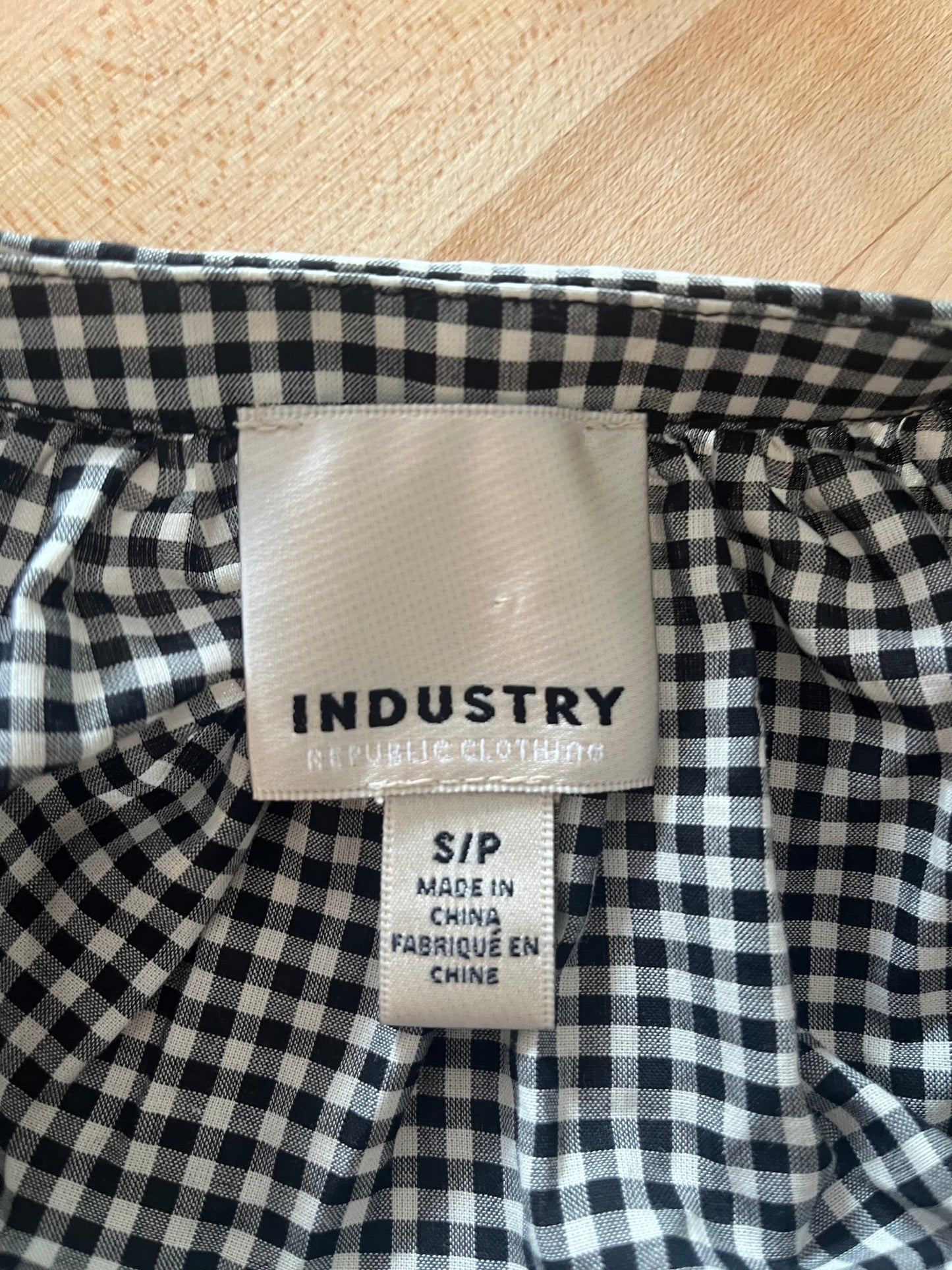 Industry Black Gingham Button Front Top