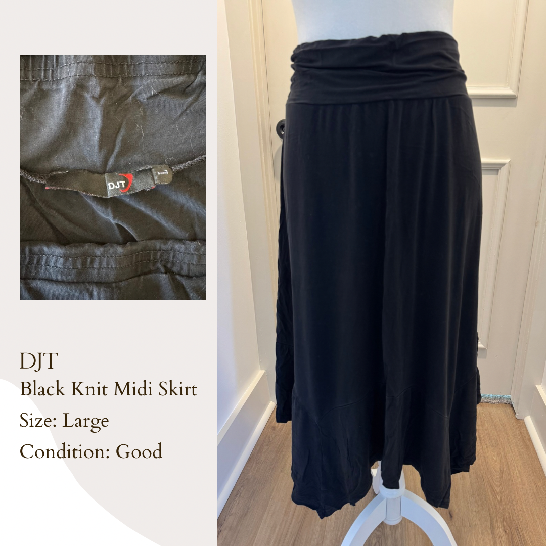 DJT Black Knit Midi Skirt
