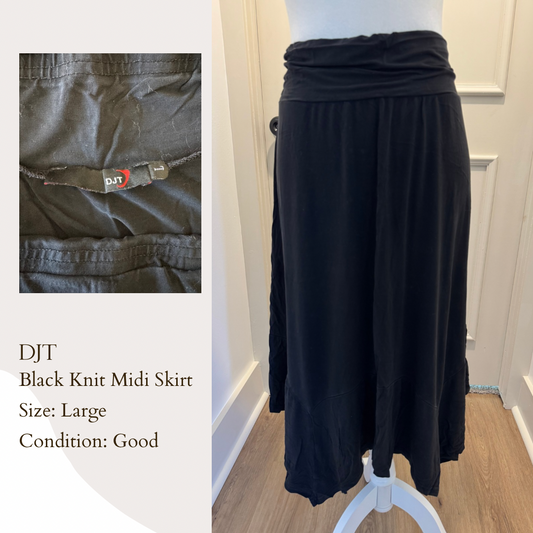DJT Black Knit Midi Skirt