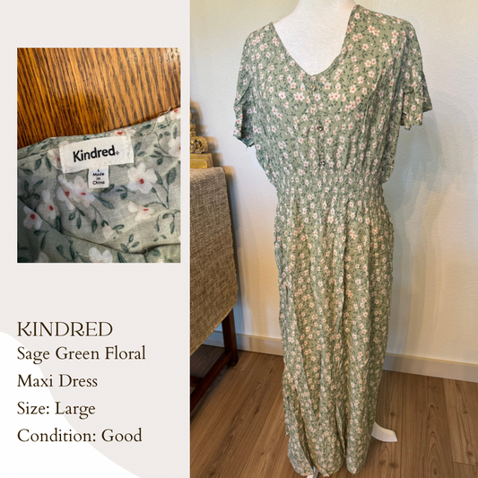 Kindred Sage Green Floral Maxi Dress